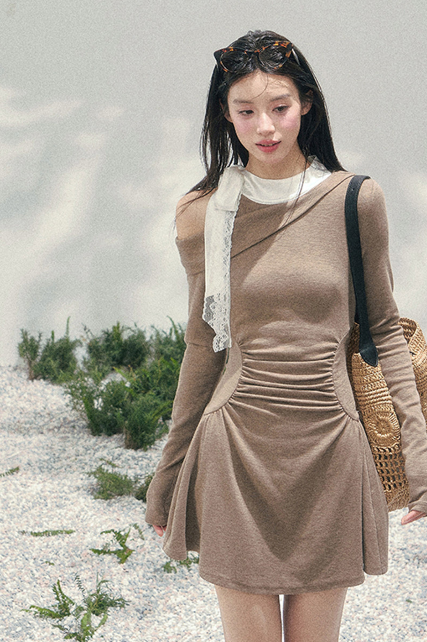 French Lace Off-Shoulder Dress