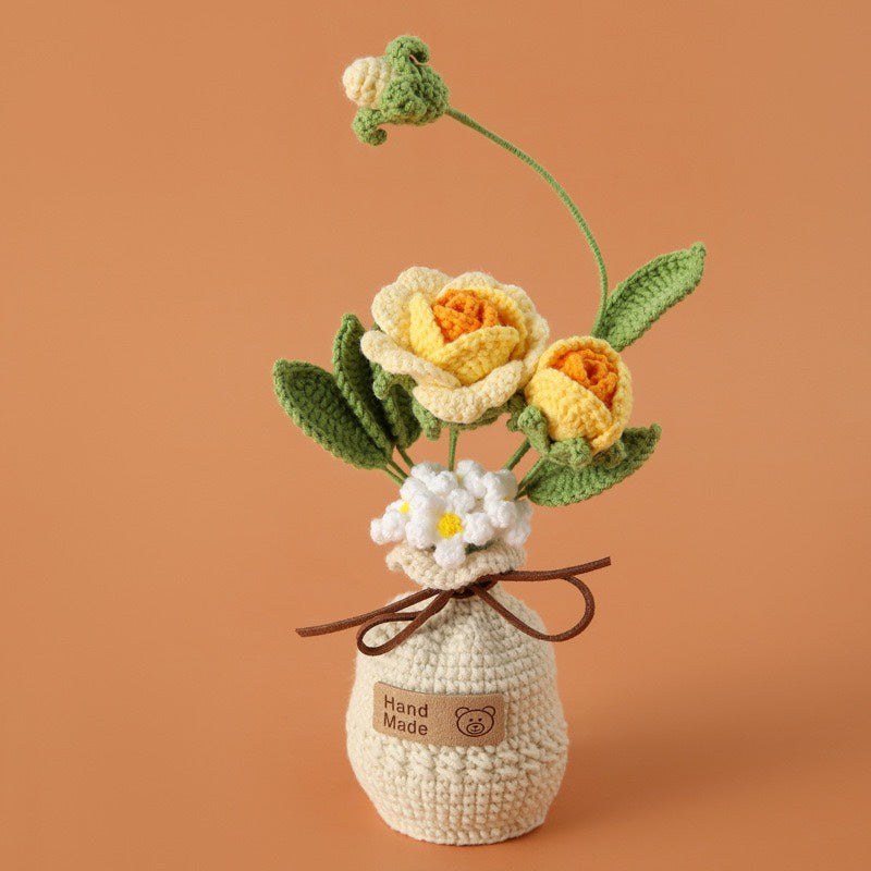 handmade wool crocheted simulated flowers