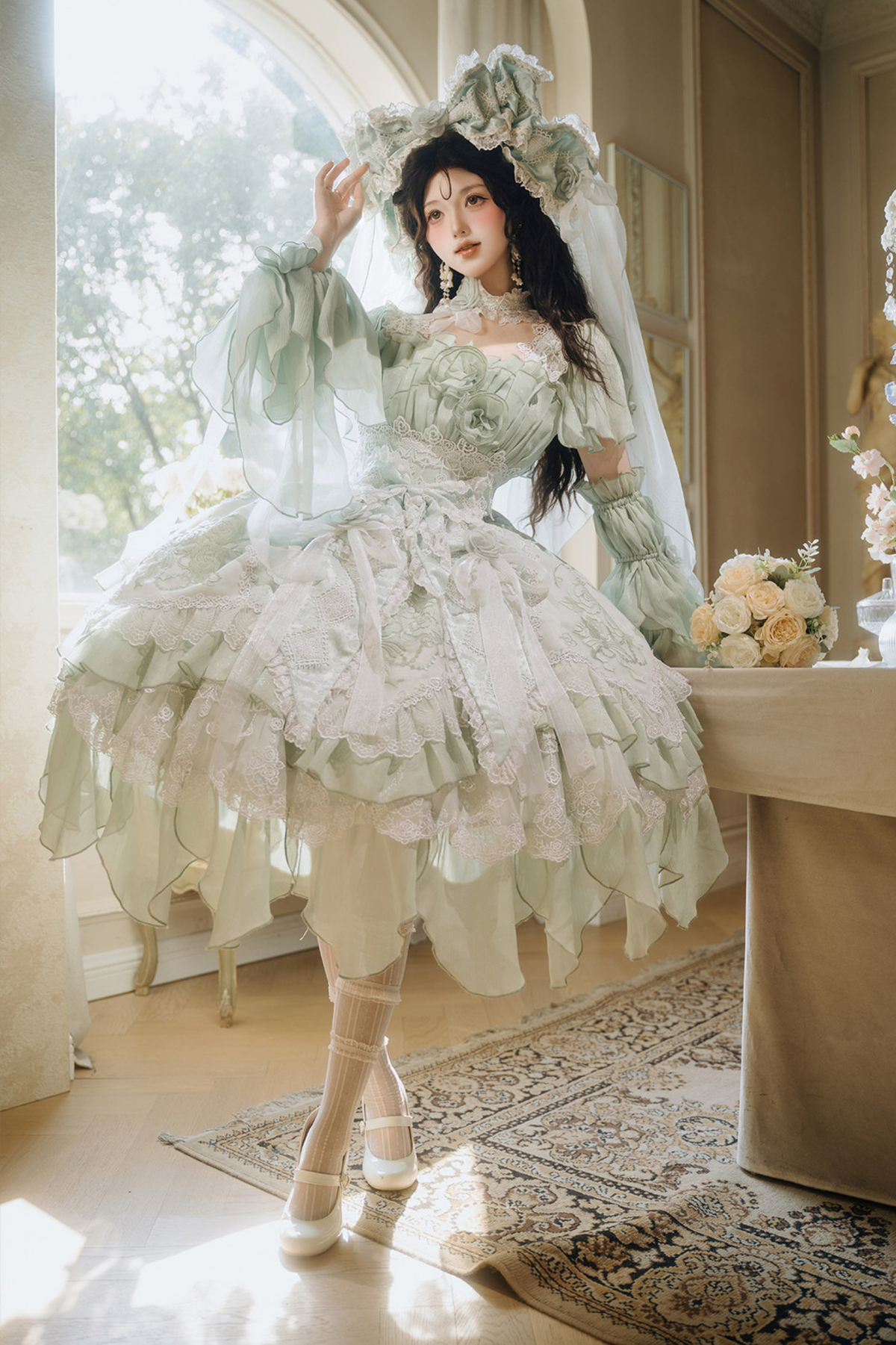 Fairy Princess Lolita Jumper Skirt + Hair Accessories + Sleeves