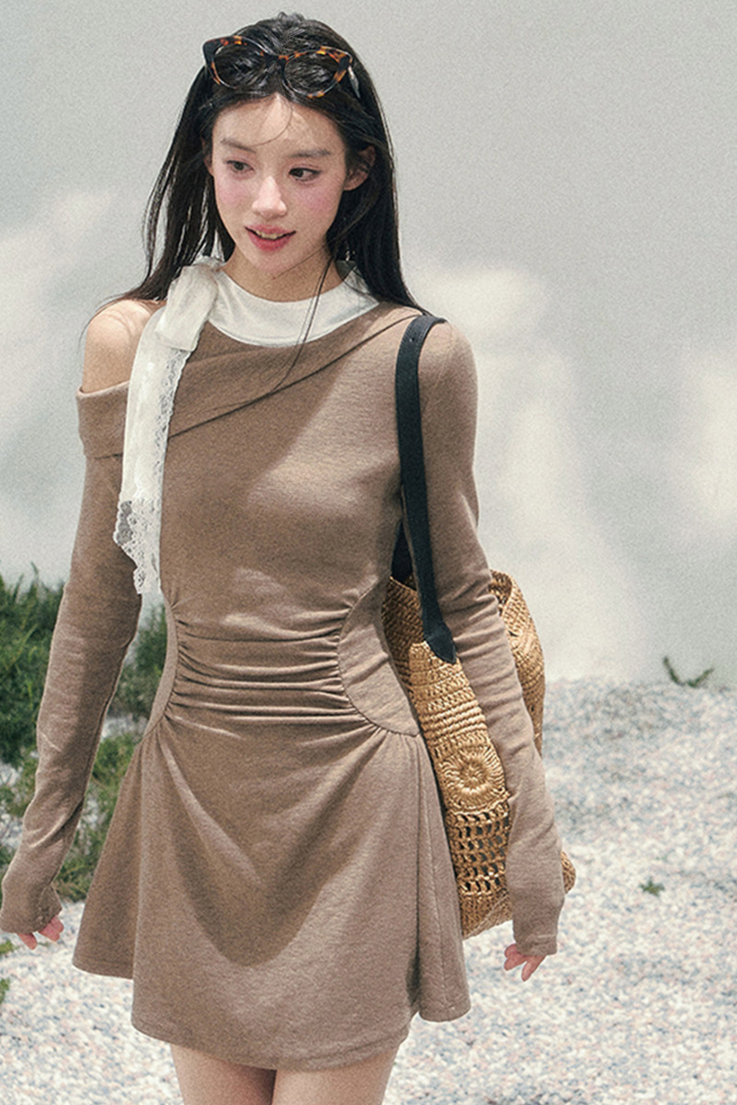 French Lace Off-Shoulder Dress