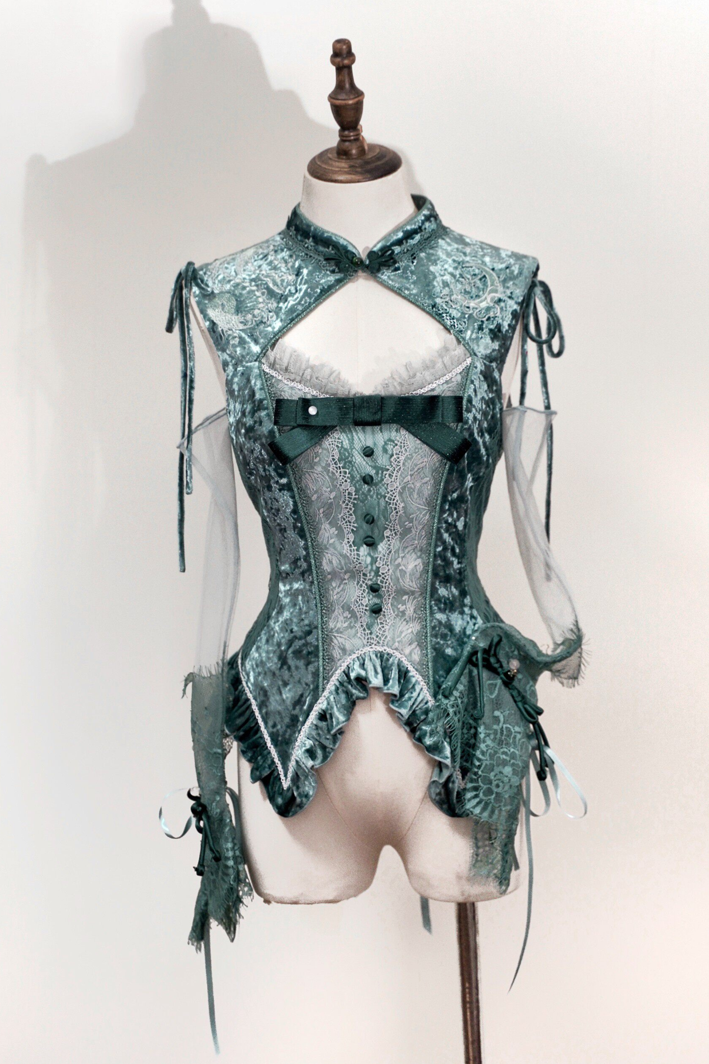 Gothic Velvet Sleeve Lolita Top + Vest + Skirt