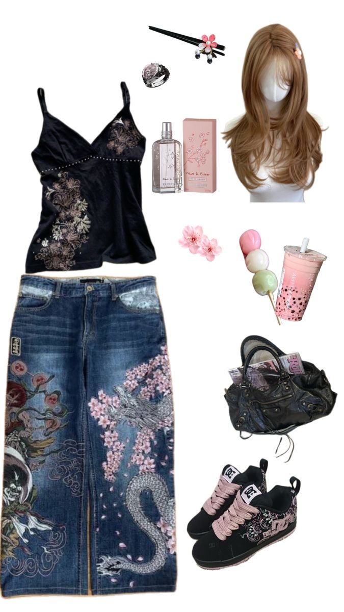 Black Vintage Print Camisole