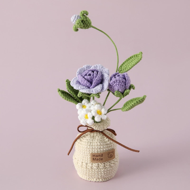 handmade wool crocheted simulated flowers