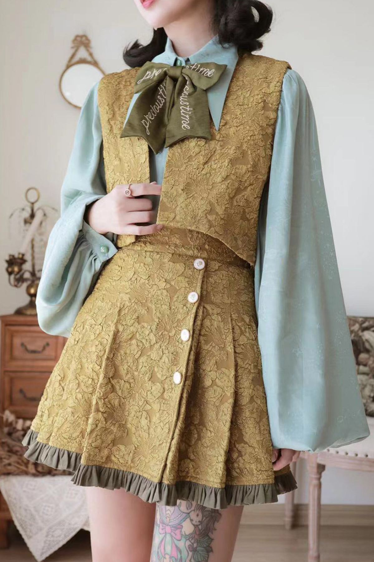 Golden Years Oil Painting Vest + Jacket + Skirt
