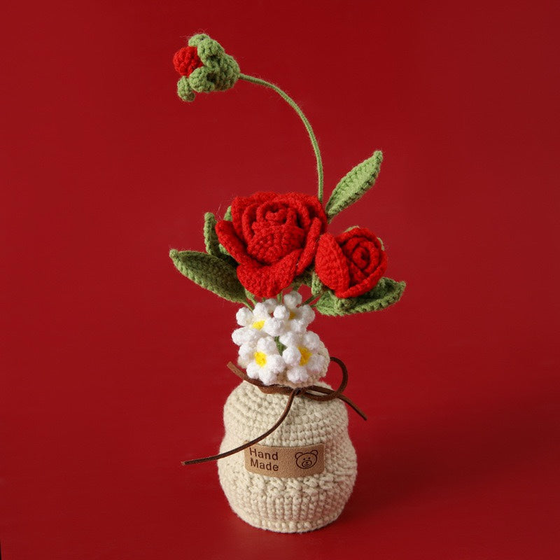 handmade wool crocheted simulated flowers