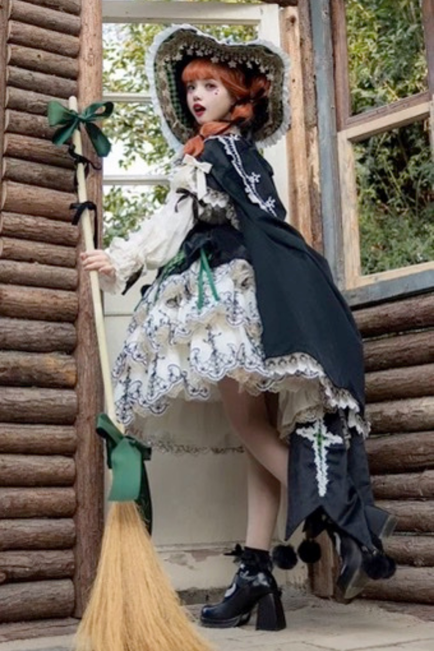 [Pre-order] Element Lolita Jumper Skirt + Inner Top + Cape + Big Ribbon + Hat