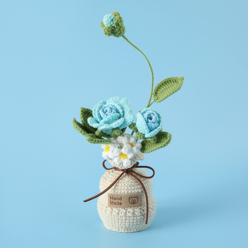 handmade wool crocheted simulated flowers