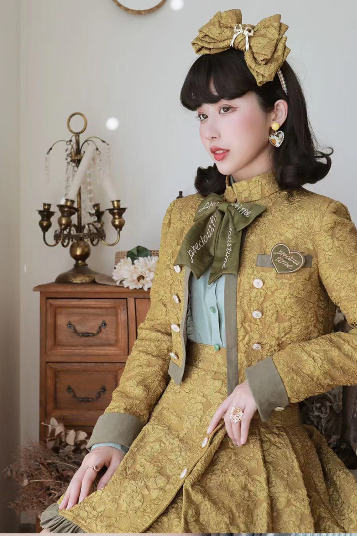 Golden Years Oil Painting Vest + Jacket + Skirt