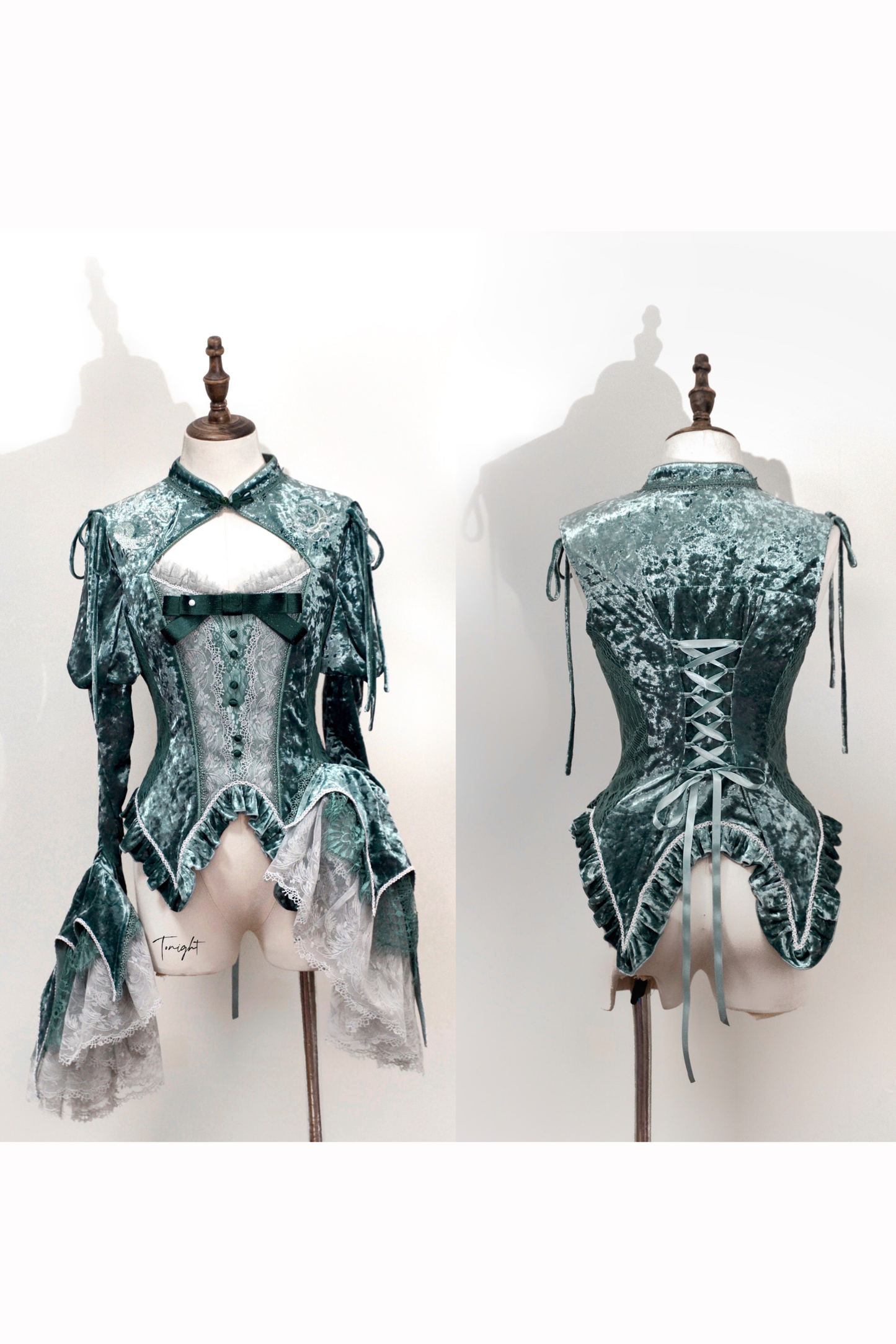 Gothic Velvet Sleeve Lolita Top + Vest + Skirt