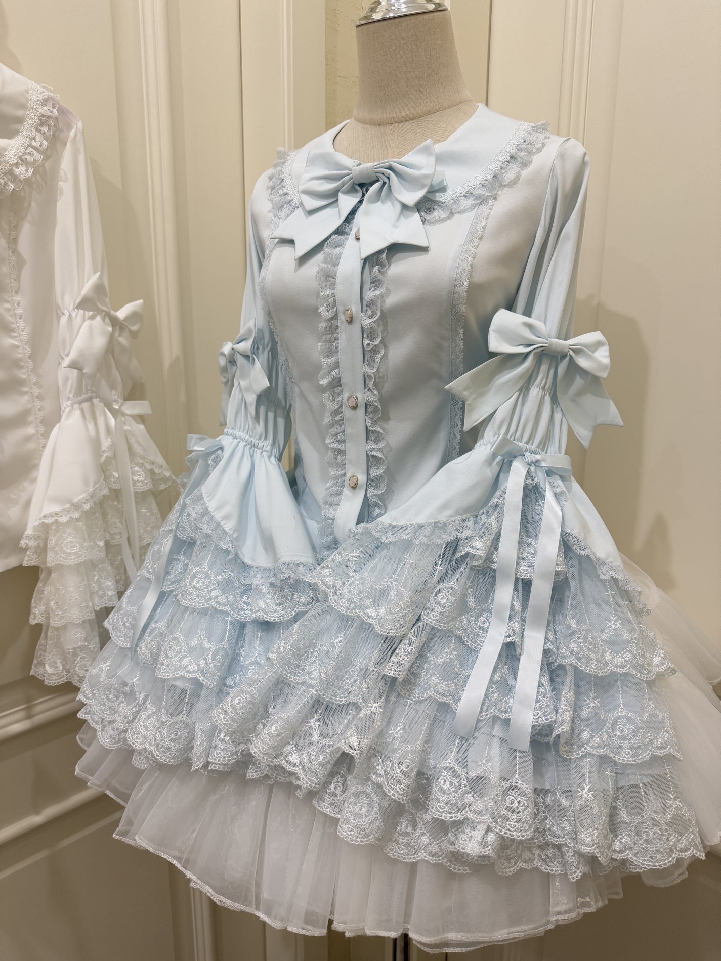 Ruffled Lace Bow Coquette Shirt