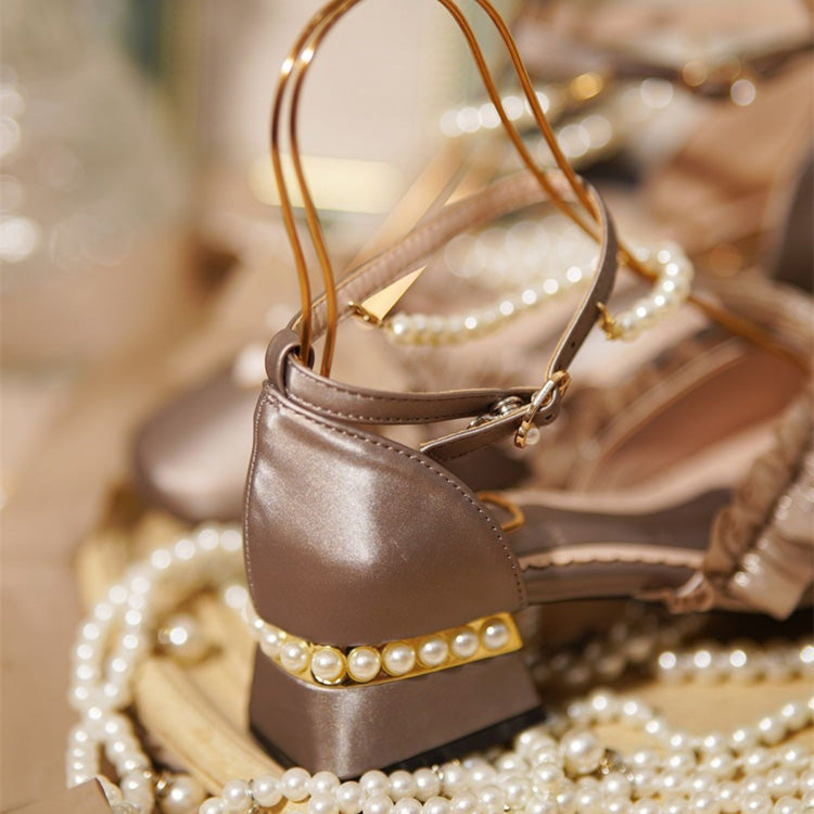 Romance Bowknot Lace Pearl Sweet Elegant Lolita Shoes 4 Colors