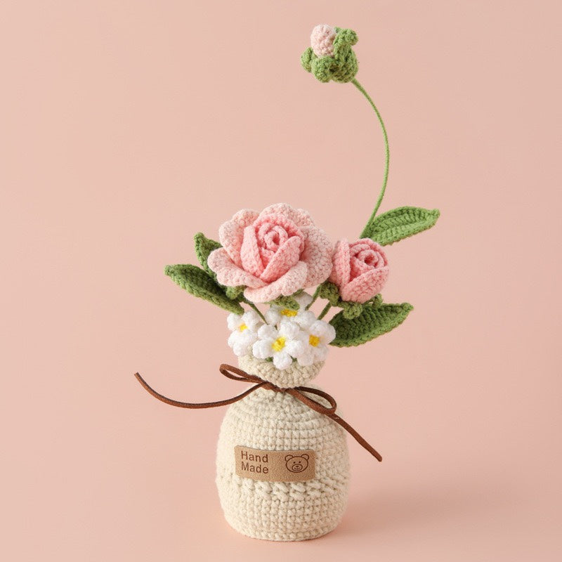 handmade wool crocheted simulated flowers