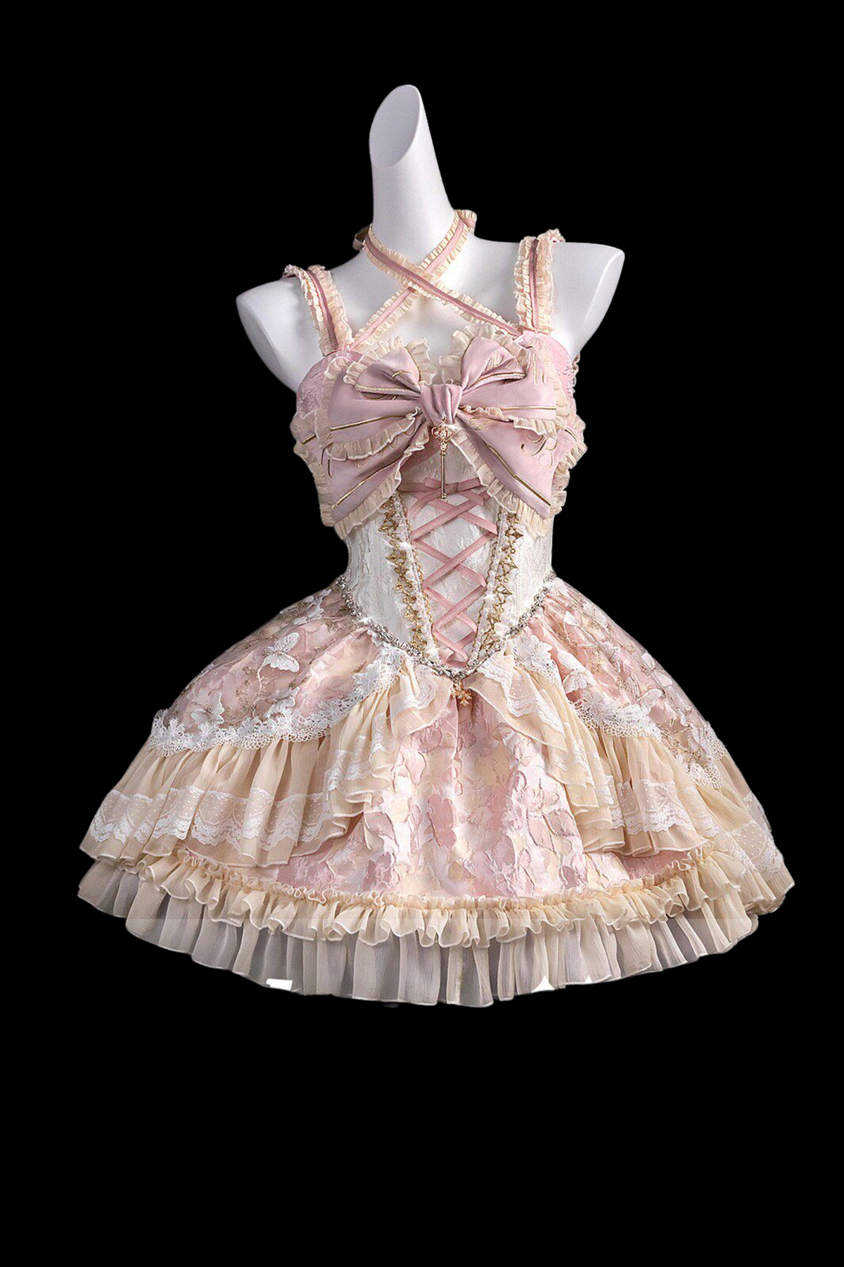 Sweet Baroque Lolita Dress + Veil + Ribbon + Headband + Tail + Sleeves