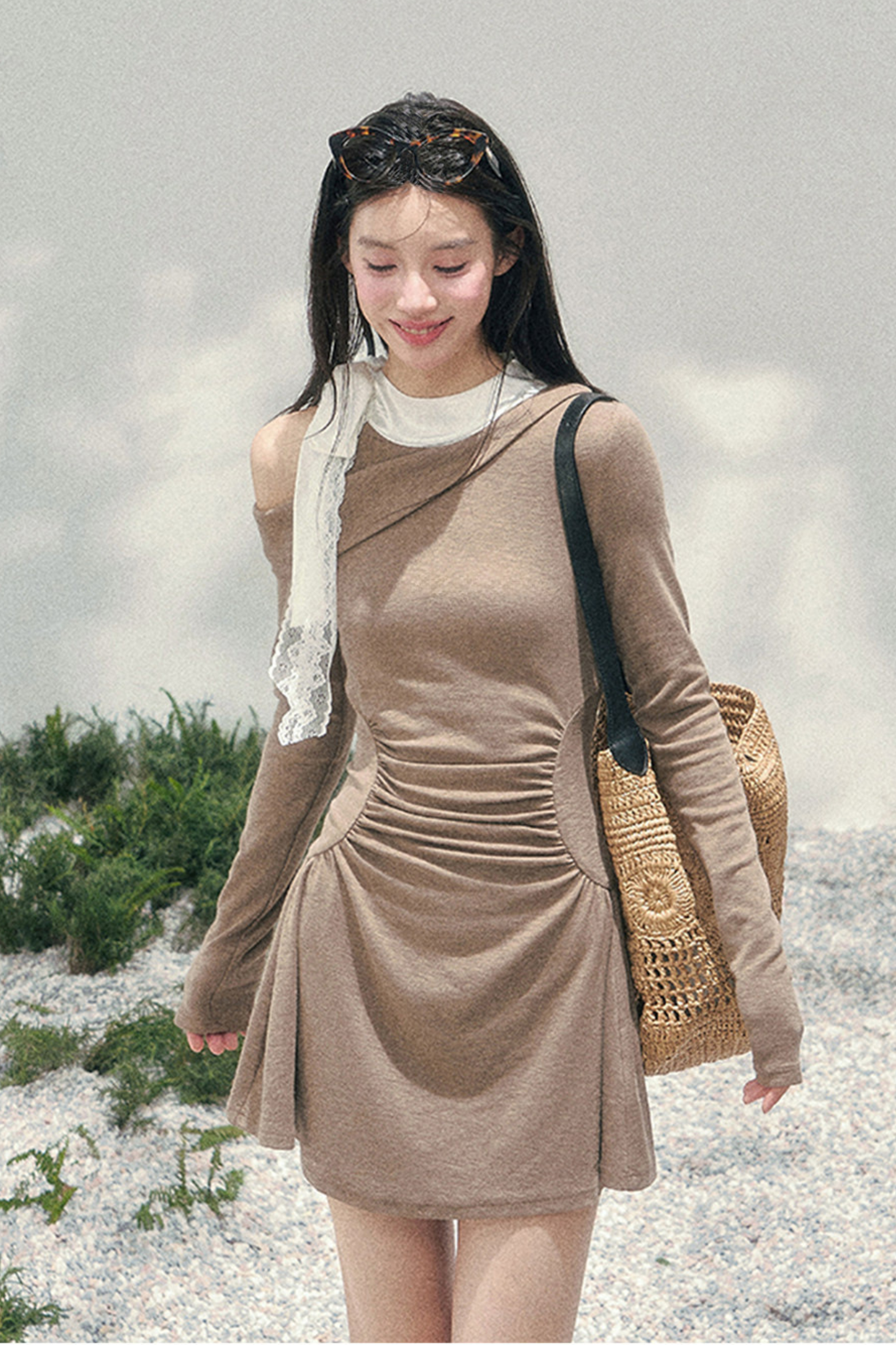 French Lace Off-Shoulder Dress