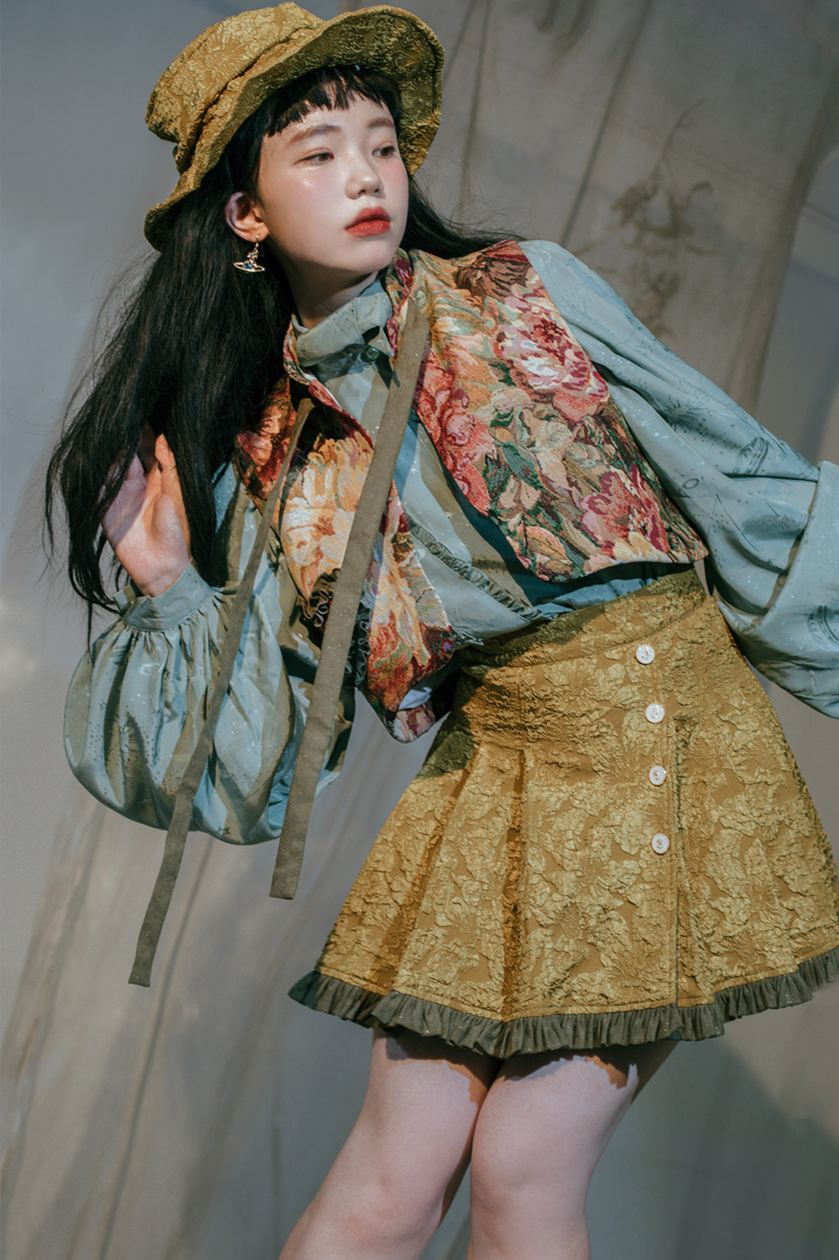 Golden Years Oil Painting Vest + Jacket + Skirt