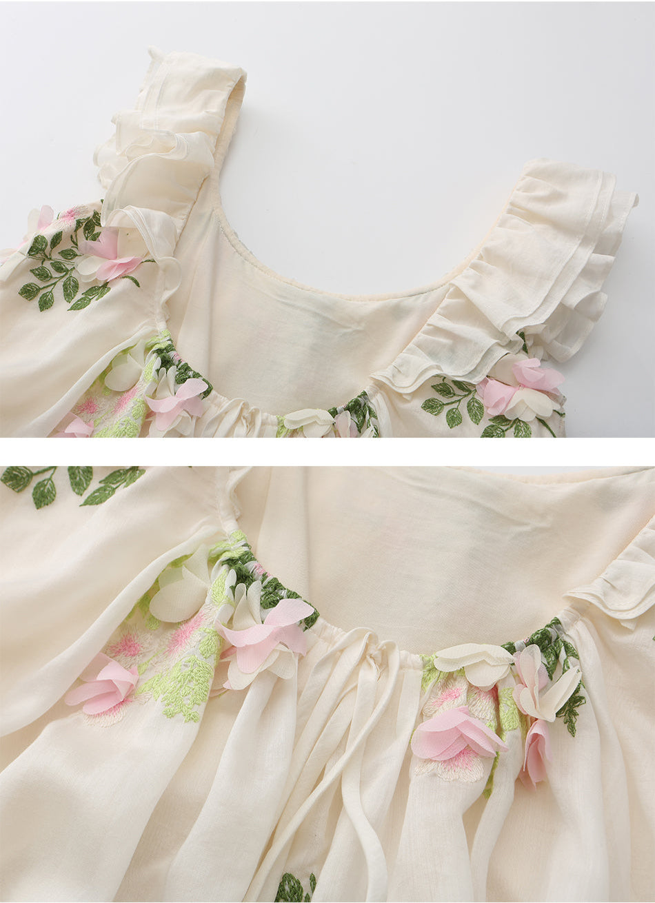 Backless Flowers Ruffle Dress