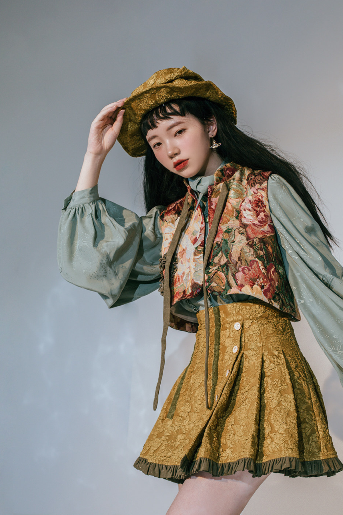 Golden Years Oil Painting Vest + Jacket + Skirt