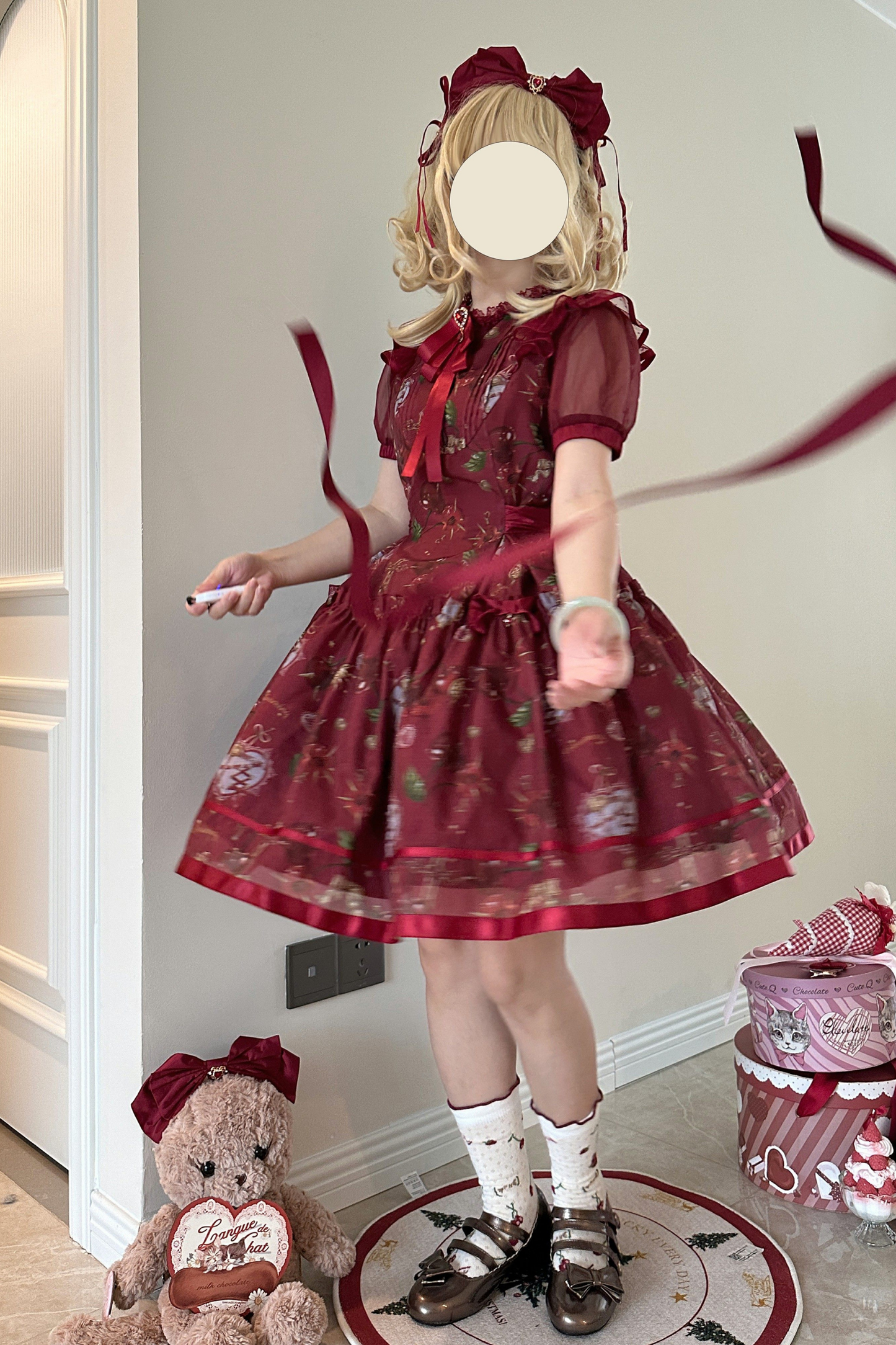 Retro Antique Cherry Sweet Lolita Dress + Jumper Skirt