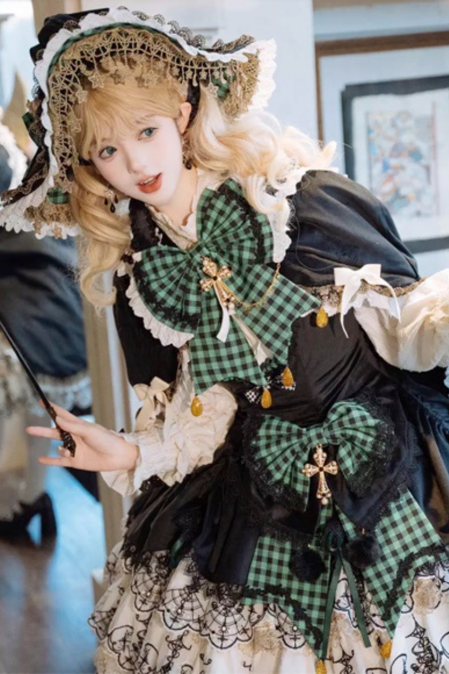 [Pre-order] Element Lolita Jumper Skirt + Inner Top + Cape + Big Ribbon + Hat
