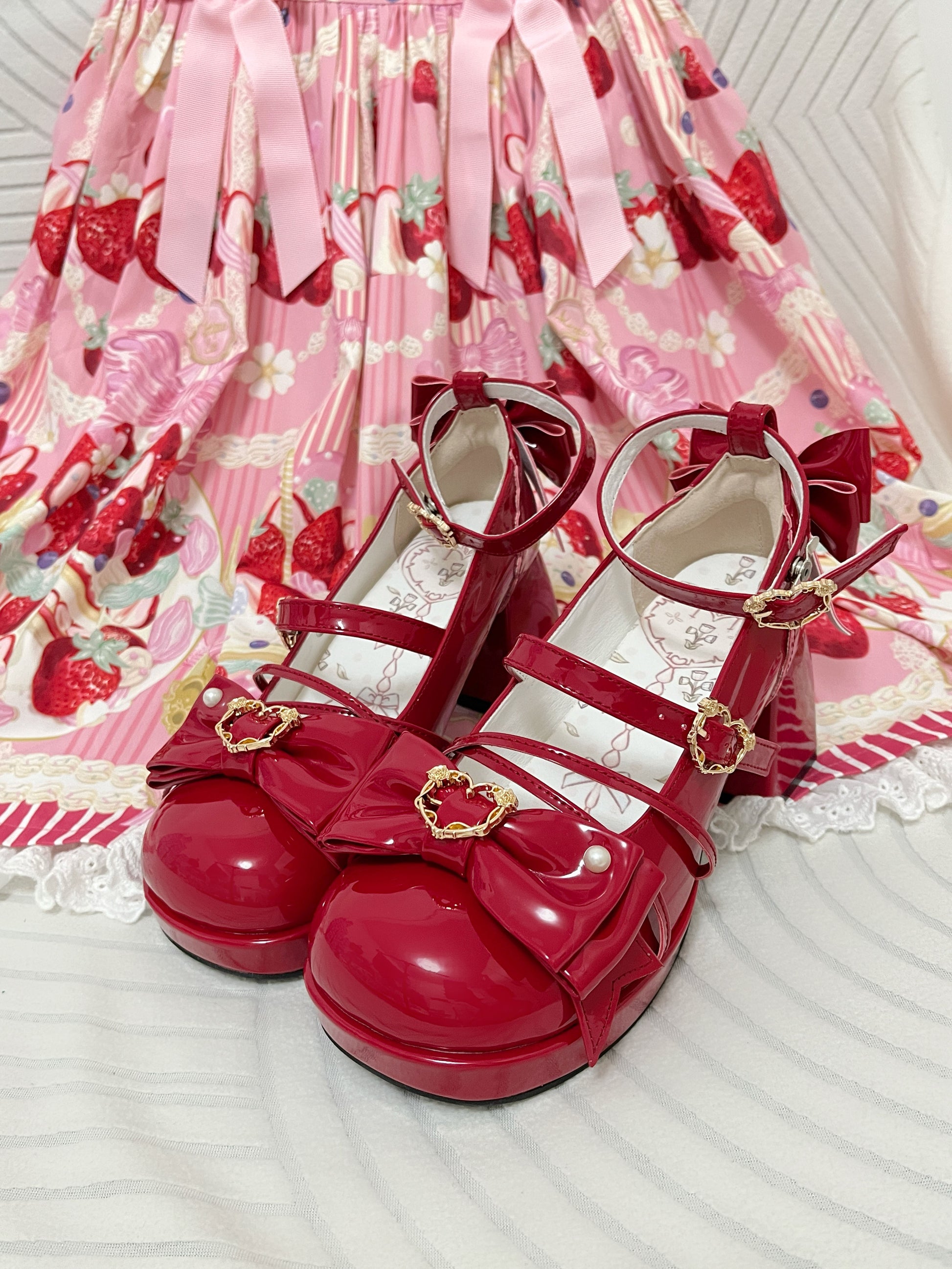 Chanson Cream Bows Lolita Shoes
