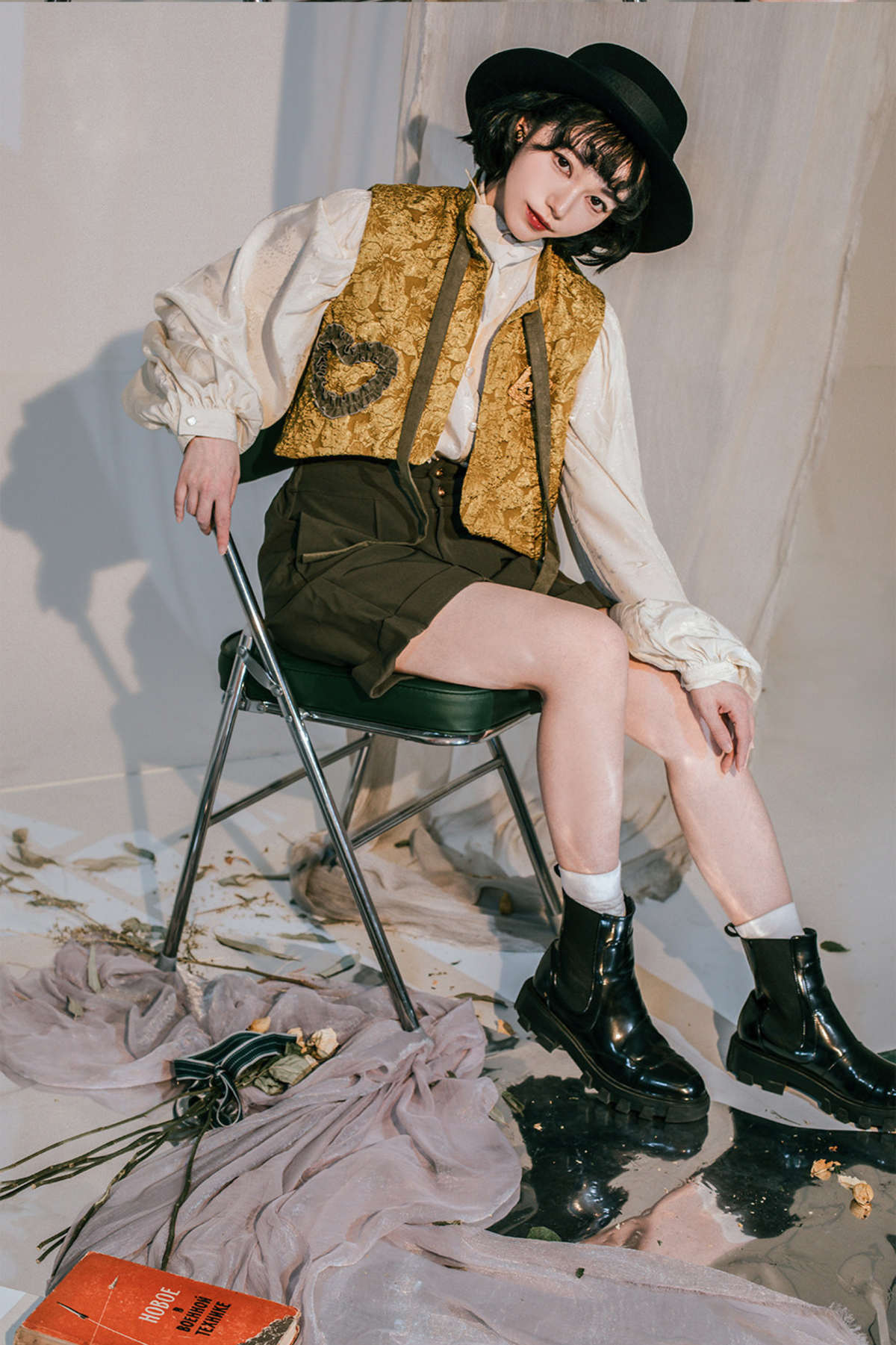 Golden Years Oil Painting Vest + Jacket + Skirt
