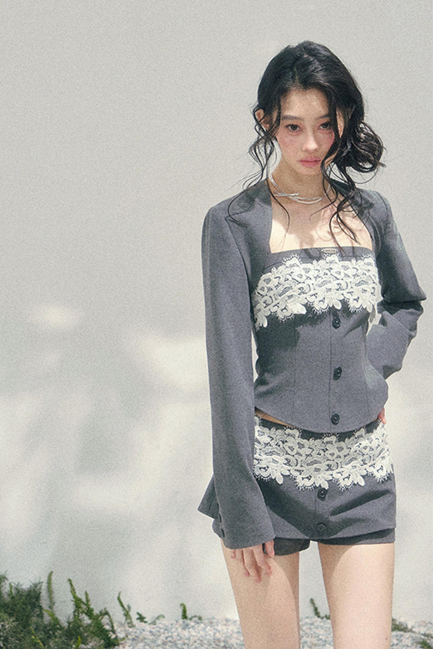 Elegant Lace Camisole Top + Shawl + Culottes