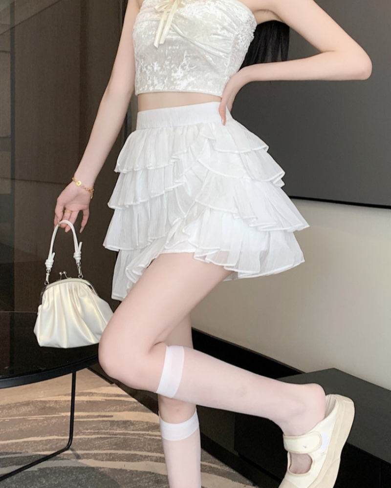 Sweet Irregular Ruffle Cake Skirt