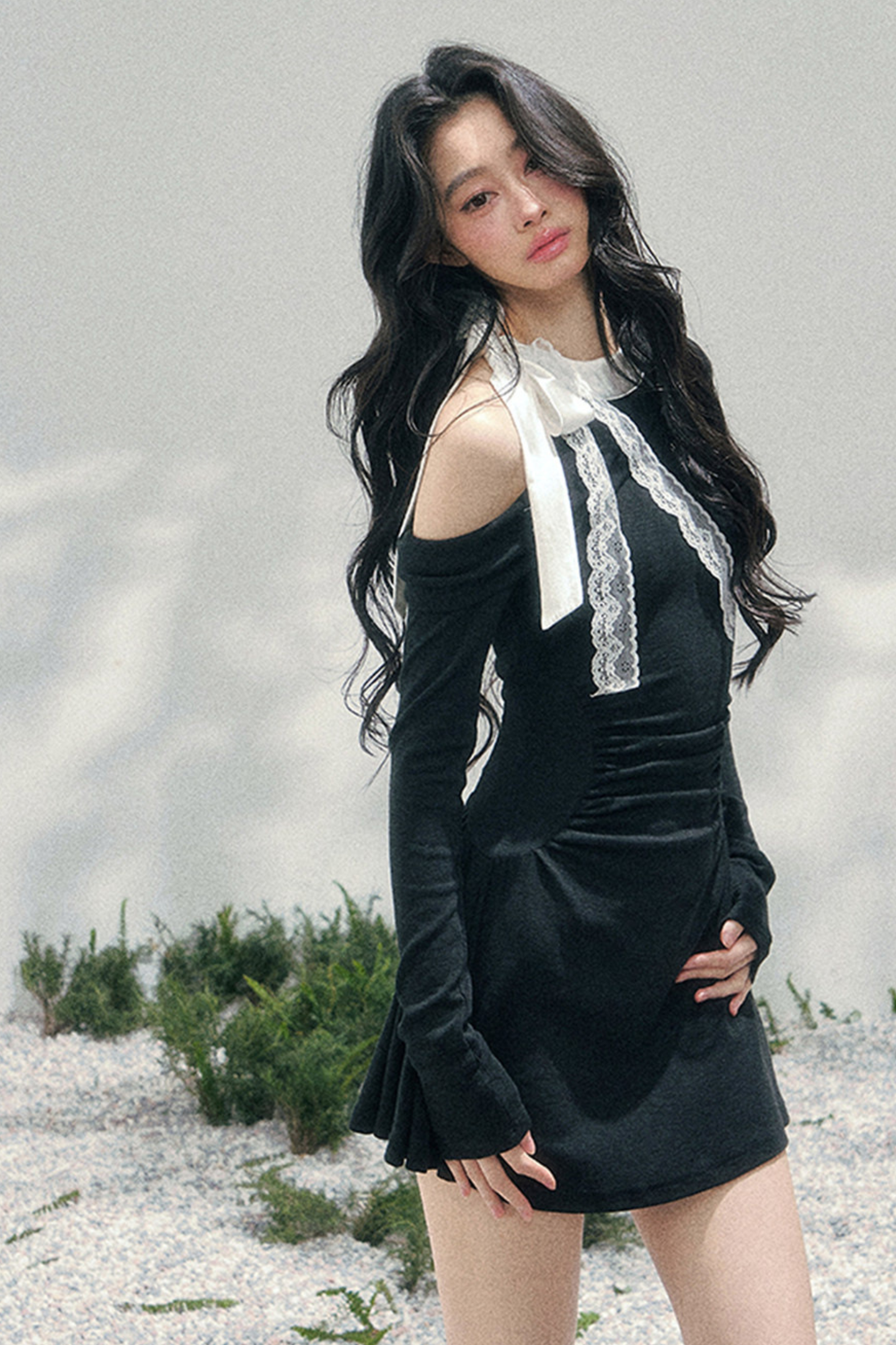 French Lace Off-Shoulder Dress