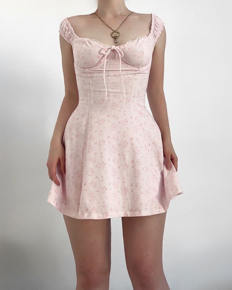 Spring Fresh Slim-fitting Suspender Mini Coquette Dress