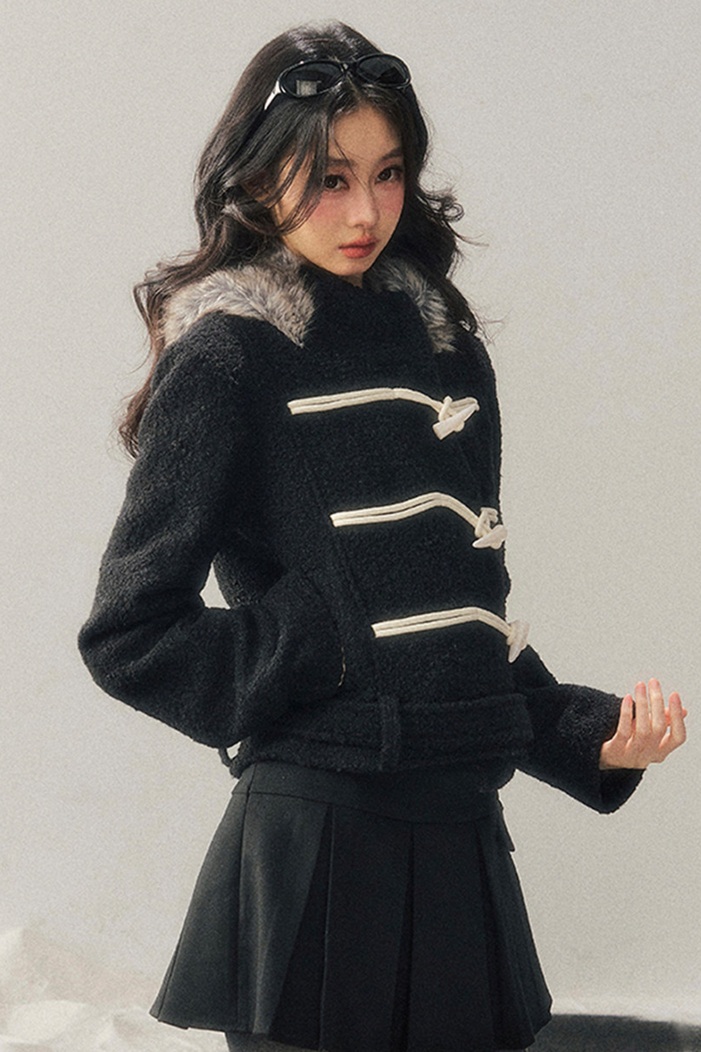 Horn Button Hooded Coat