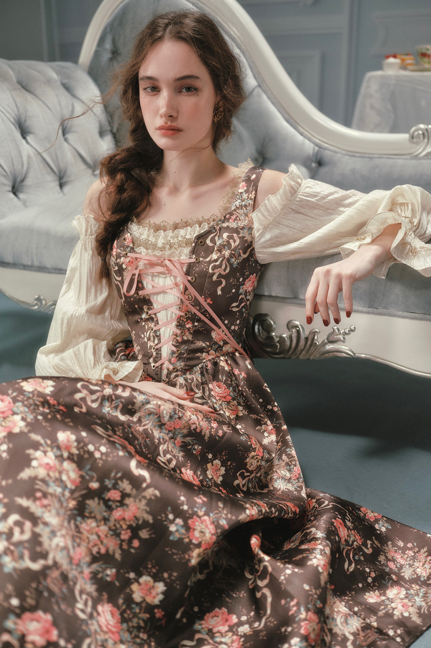 French Vintage Floral Art Dress