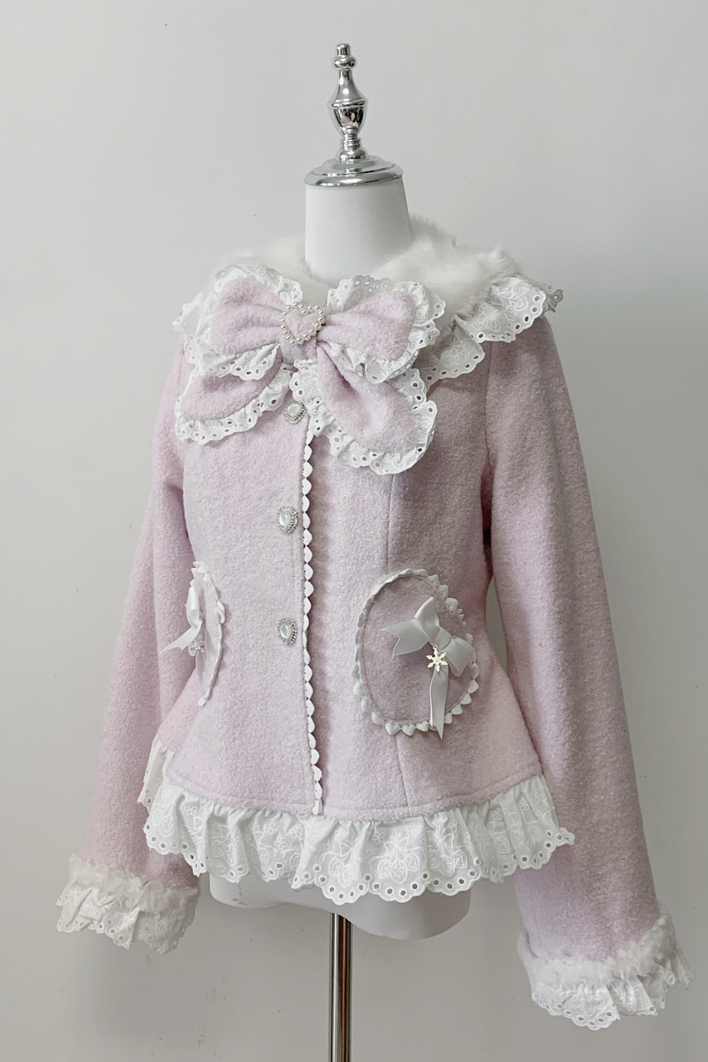 Lace Ribbon Slim Sweet Coat