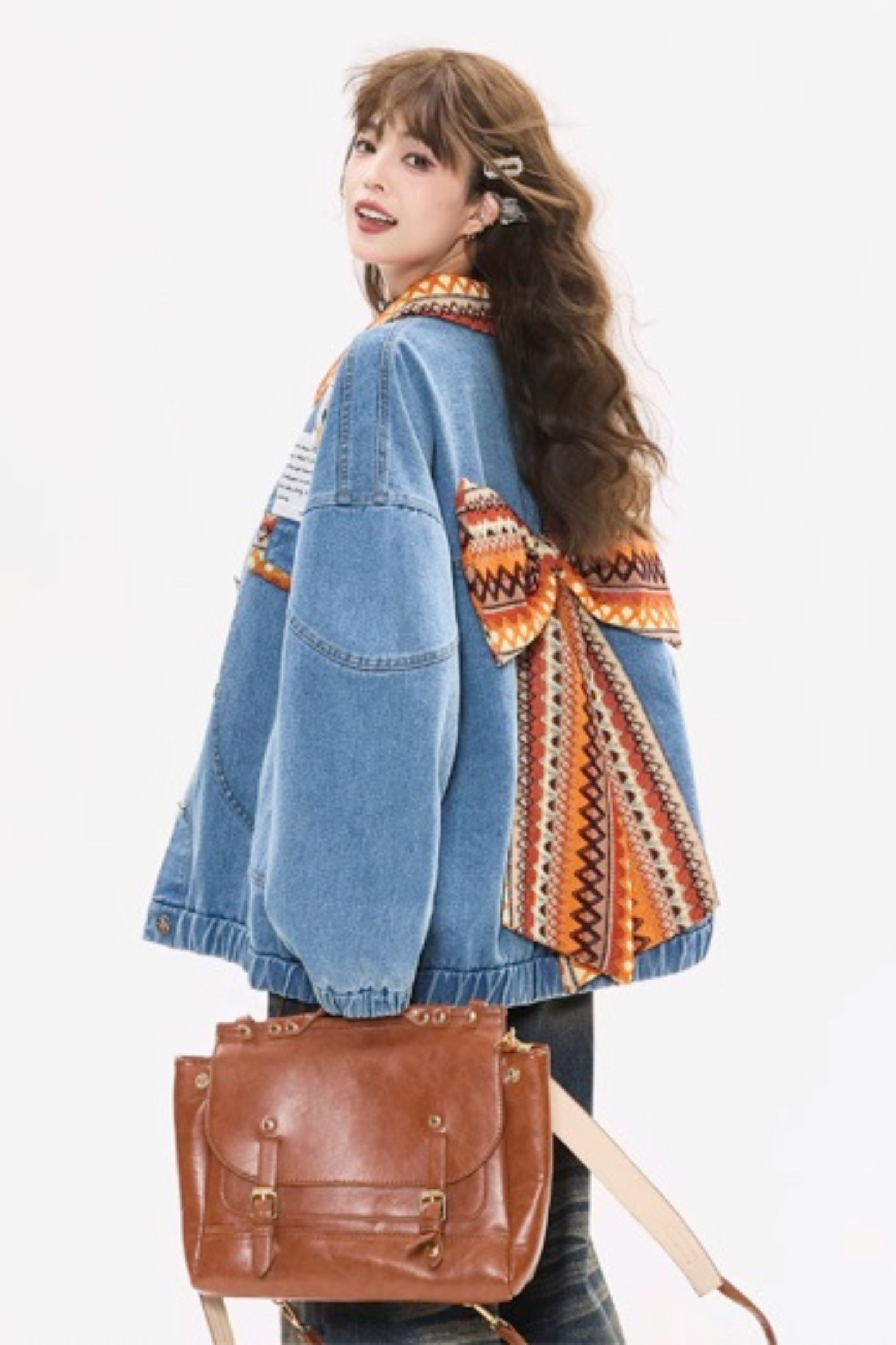 Back Ribbon Loose Denim Jacket