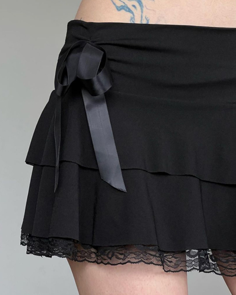 Lace Trimmed Bow Skirt