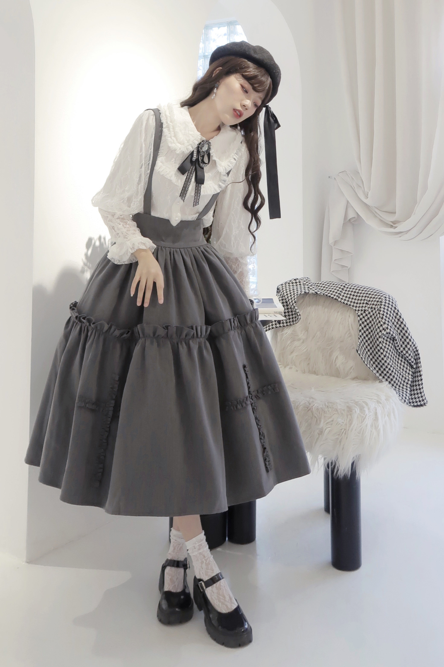 Retro Style Lolita Suspender Skirt
