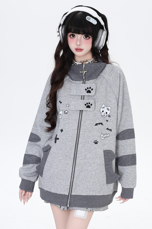 Cat Border Loose Star Jacket