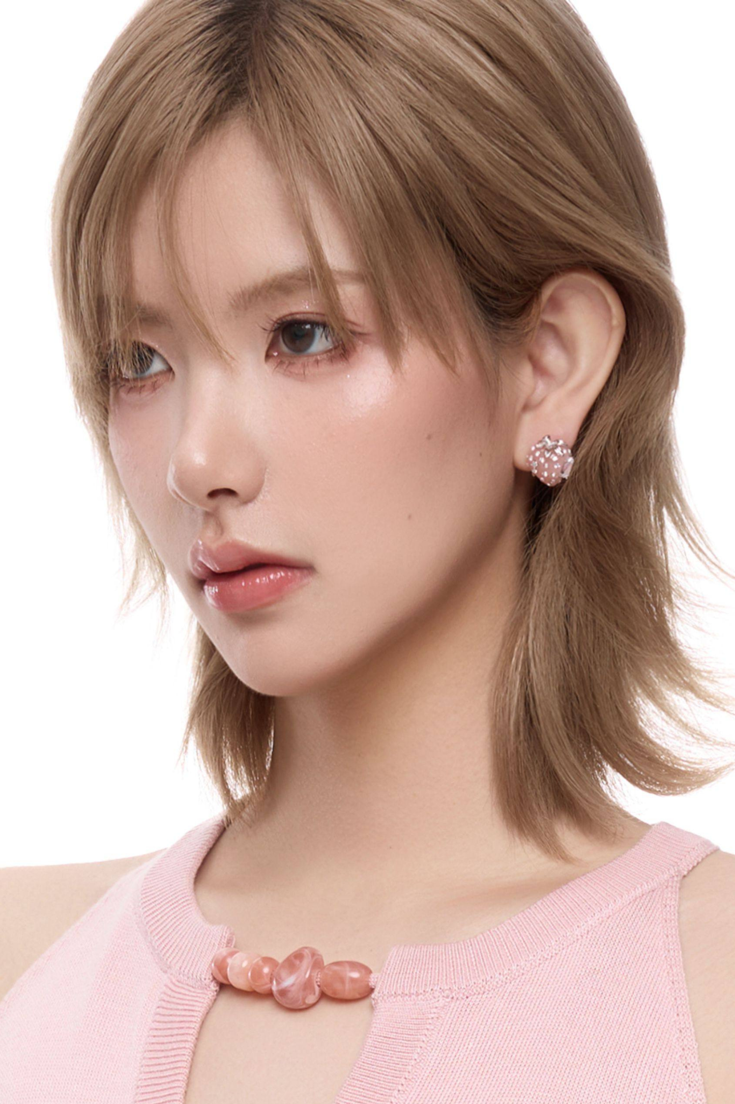 Sumiyaki Strawberry Zircon Earrings