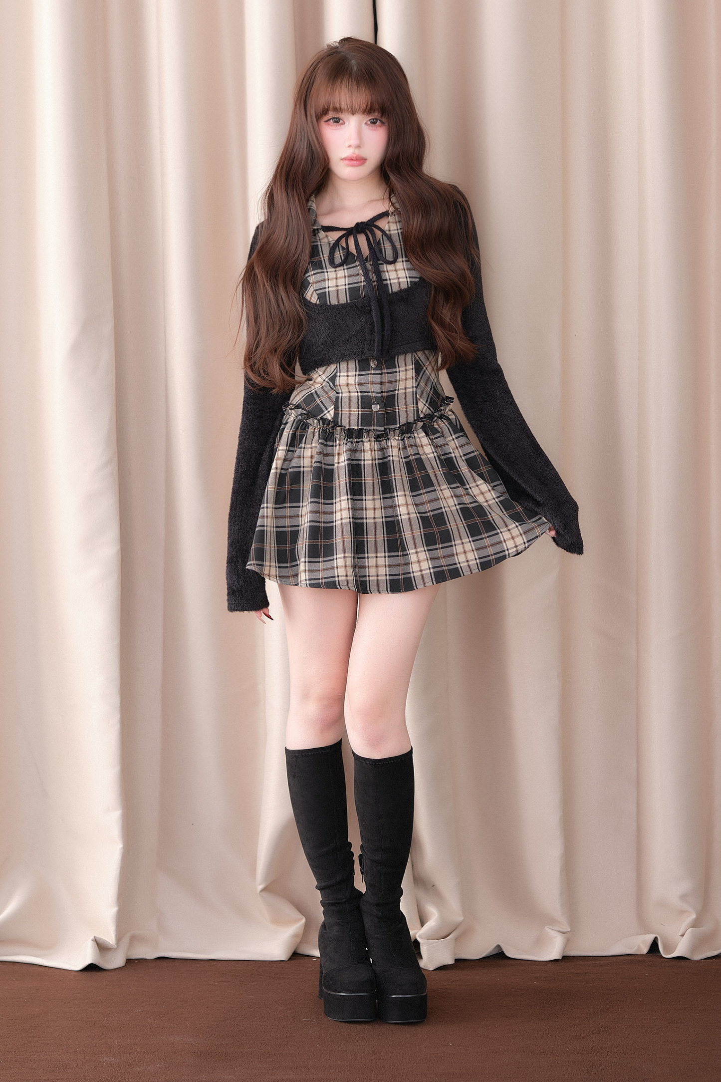 Sweet Off-Shoulder Faux Two-Piece Dress