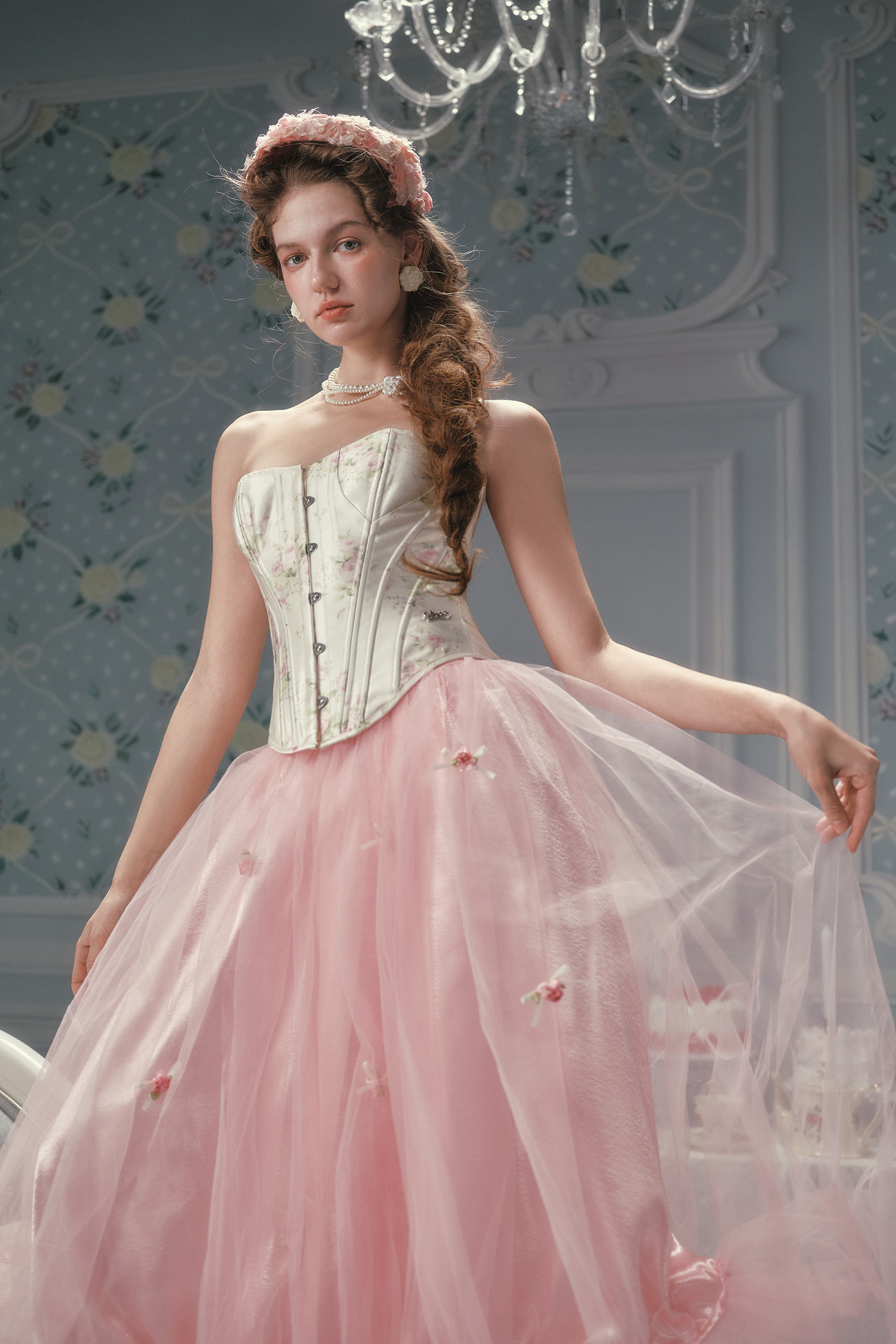 Lace Maid Satin Corset Top + Flare Tulle Skirt