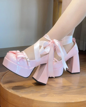 Load image into Gallery viewer, Satin Sweet Bow High Heels Coquette Shoes
