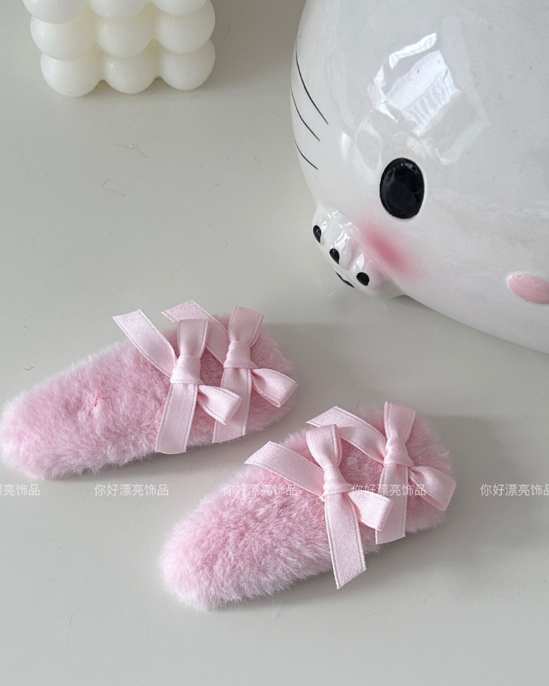 Ballet Bow Furry Hair Clip