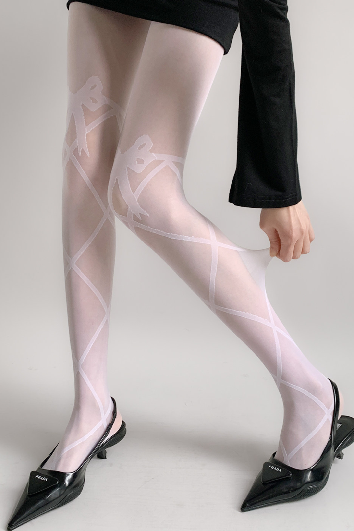 Sheer Ribbon Design Tights