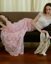 Load image into Gallery viewer, Pink Ruffled Cake Maxi Skirt
