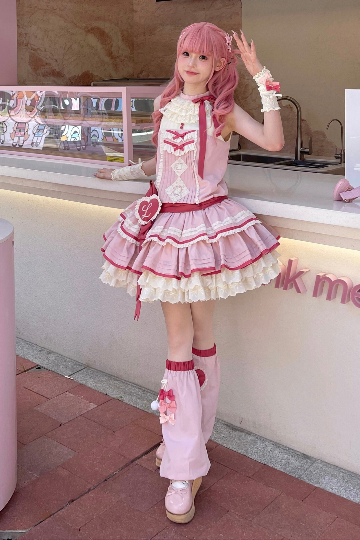 Scarlet Heartbeat Sleeveless Dress + Sleeves + Headband + Leg Warmers