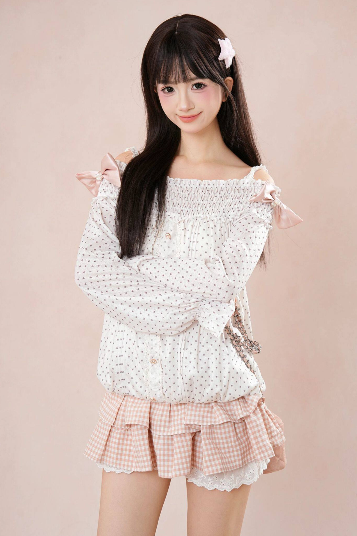 Polka Dot Balloon Sleeve Top + Cake Skirt