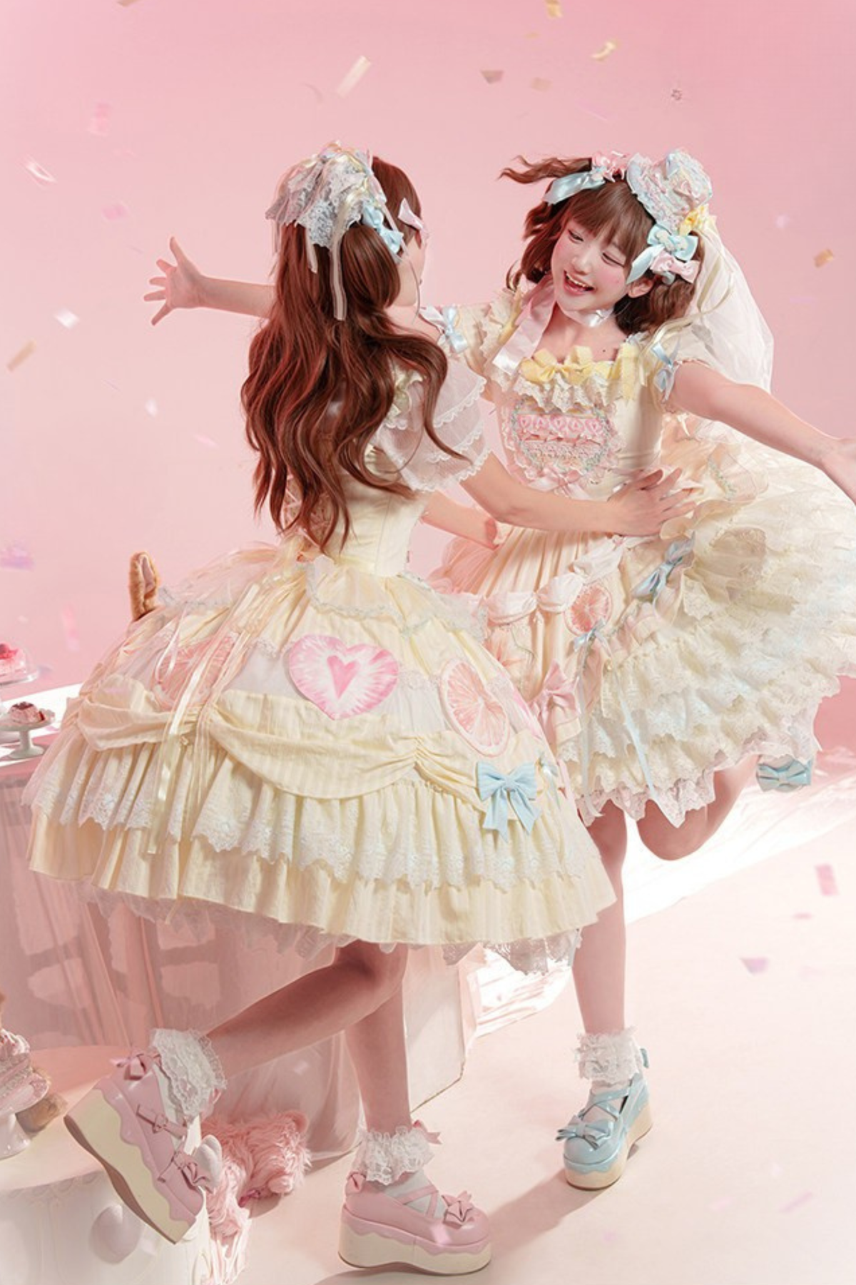 Slice Cake Gorgeous Lolita Dress + Jumper Skirt + Headband + Clip + Hat