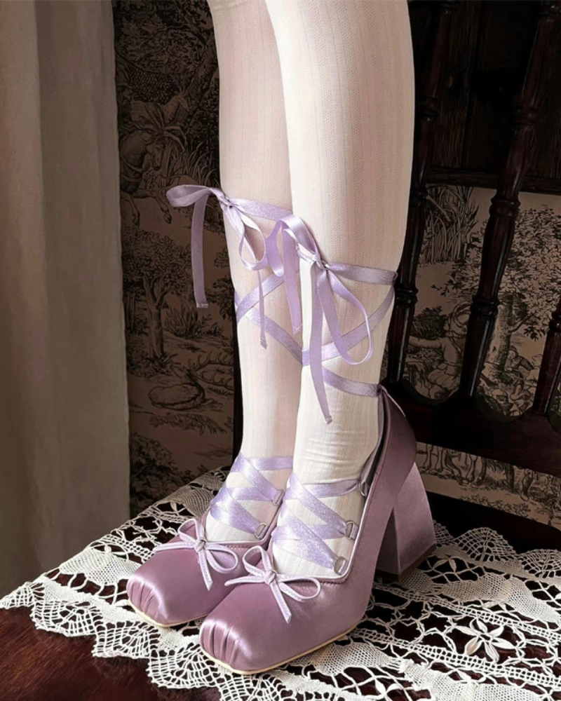 Ballet Satin High Heels Coquette Shoes