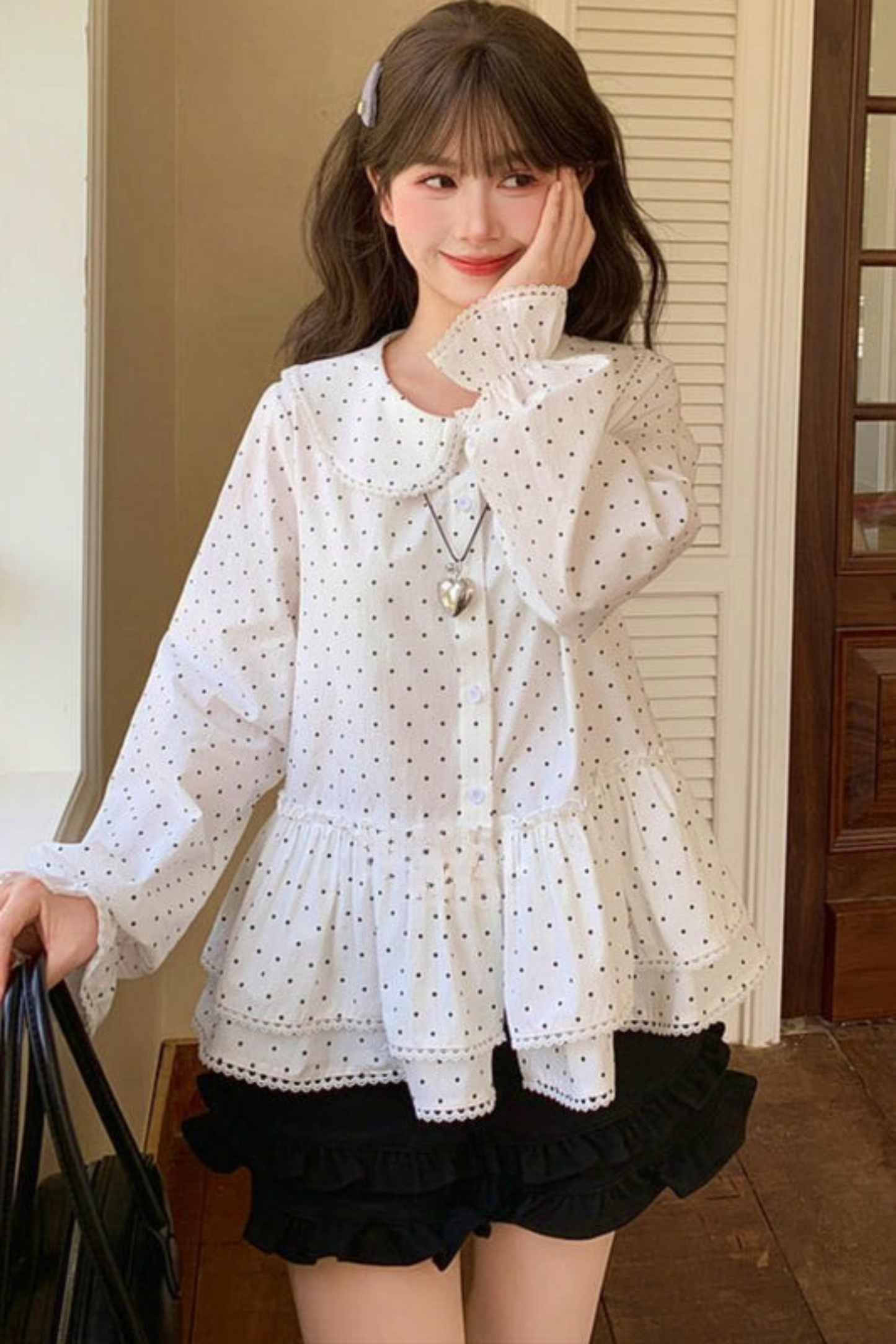 Pure Cotton Polka Dot Blouse