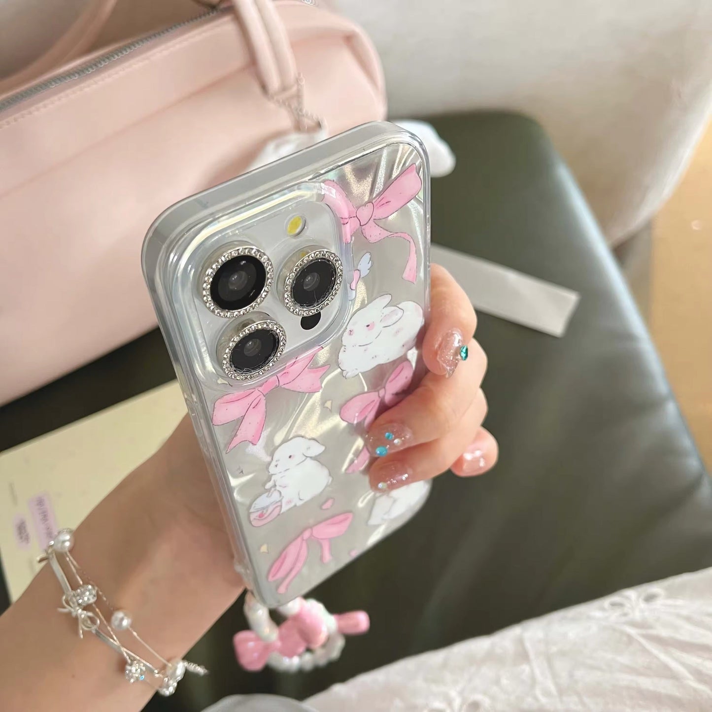 Pink Bow Bunny iPhone Case