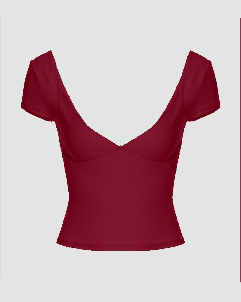 Equinox Illuminum Scoop Neck Coquette Top Red